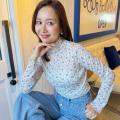 シアー小花柄ハイネックトップス【ネコポスOK】【7d-831-06623】