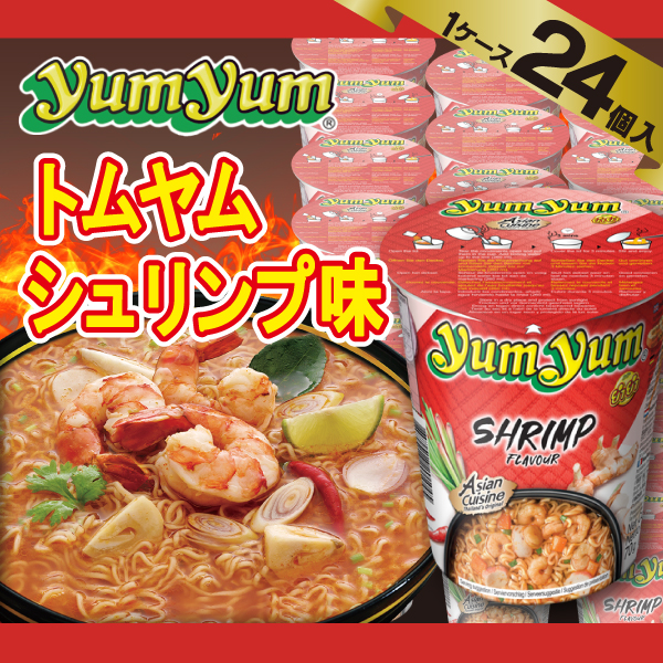 【ケース販売/1ケース24個入】タイ産　カップラーメン　トムヤムシュリンプ味 70ｇ [カップ麺 トムヤムクン味 辛味]