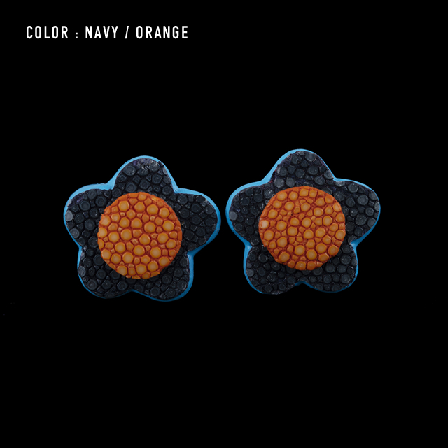 【剛腕】ガルーシャ製 カフリンクス ／ネイビー&オレンジ