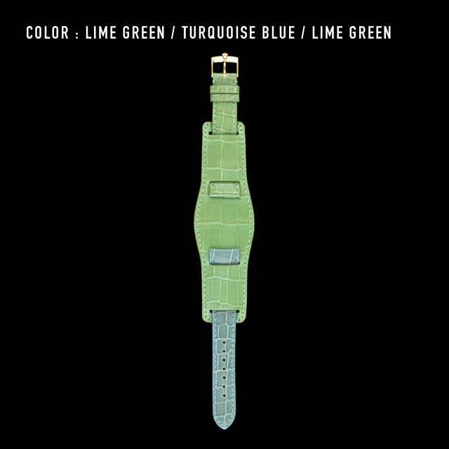 【剛腕】クロコダイル ダブルストラップ ／ ライムグリーン&ターコイズブルー