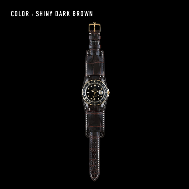 【剛腕】クロコダイル ダブルストラップ ／ シャイニーダークブラウン