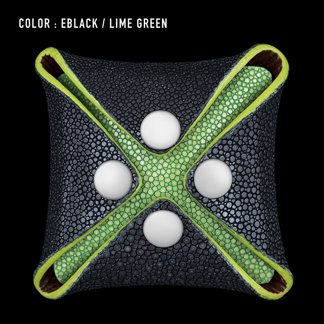 【剛腕】ガルーシャ製 コインケース ／ブラック&ライムグリーン