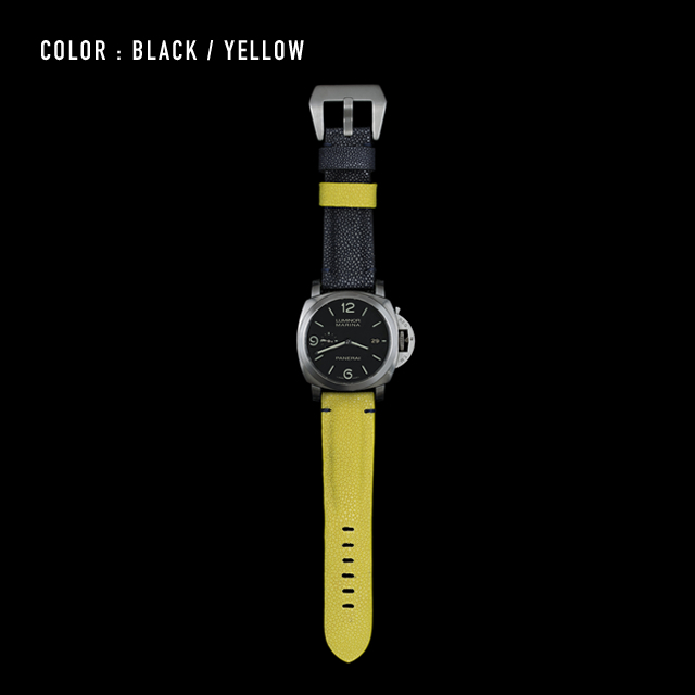 【剛腕】ガルーシャ製 シングルストラップ（PANERAI用） ／ ブラック&イエロー