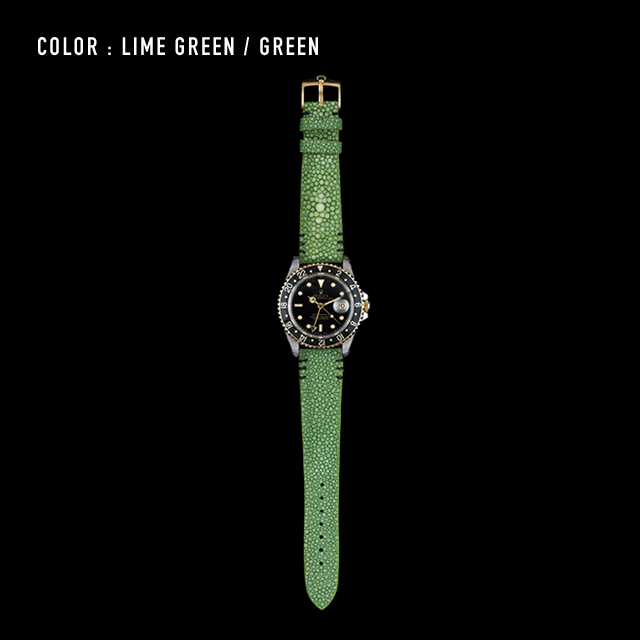 【剛腕】ガルーシャ製 シングルストラップ（ROLEX用） ／ ライムグリーン（ステッチ：グリーン）