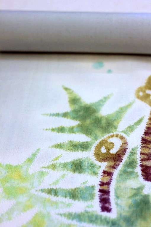 絞り染め九寸名古屋帯/小野順子作品「蕨・わらび」