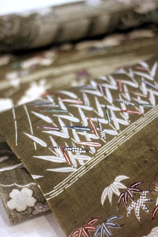 摺り友禅九寸名古屋帯/多ち花 松御所解き文様