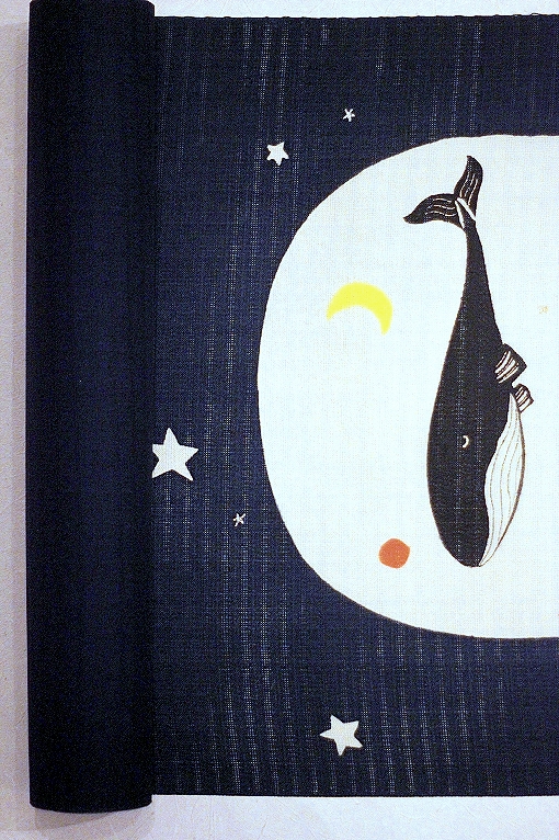 型絵染九寸名古屋帯 岡田その子 クジラの見る夢 単衣 夏物