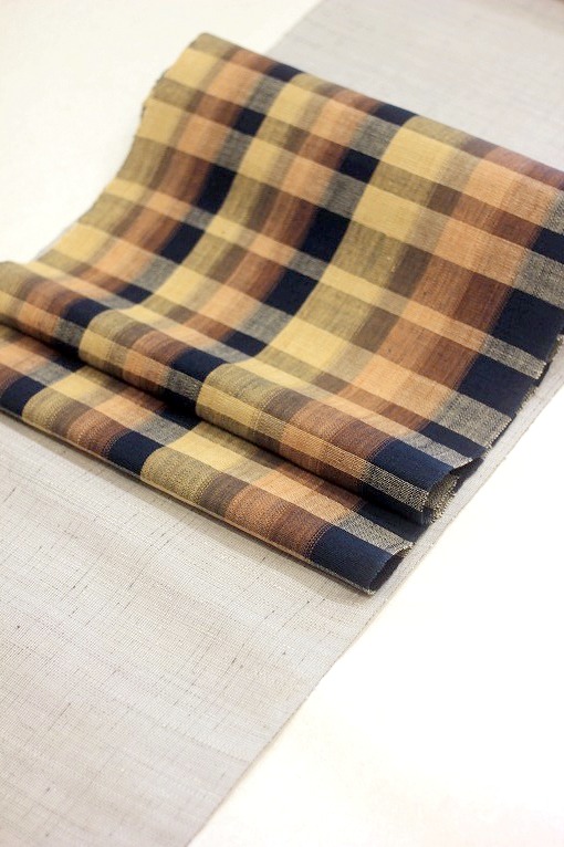 【美品】三松　全通　名古屋帯 リサイクル名古屋帯 未使用品 紺 綿 八寸名古屋帯 洋花 縞 全通