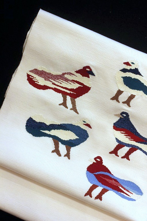 西陣織八寸名古屋帯/鳥の集い（ペルー鳥文） 洛風林