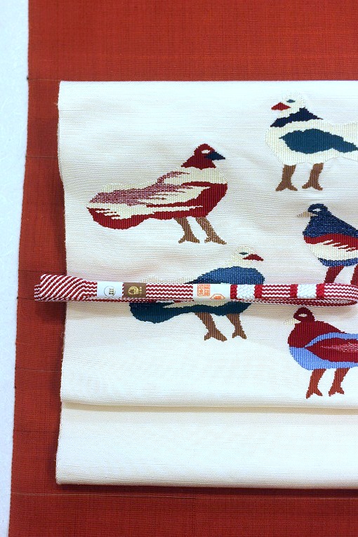 西陣織八寸名古屋帯/鳥の集い（ペルー鳥文） 洛風林