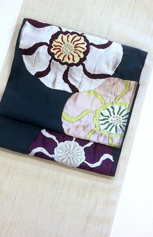 西陣織名古屋帯 九寸 焼箔 新品 未仕立て品