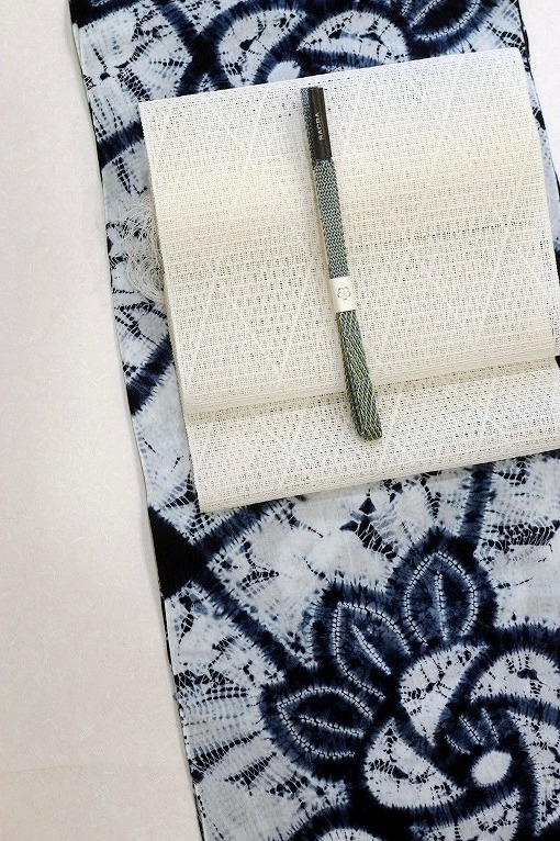 工藝絞り/有松絞り 薔薇 本藍染め