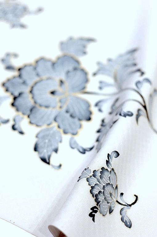 手描き手織り作家物 どんぐり ベージュ 名古屋帯 正絹 スリーシーズン