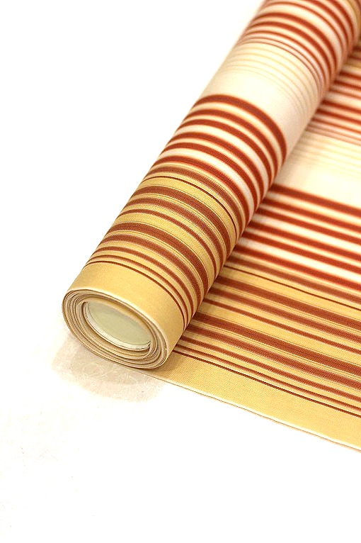 ミモザ様 新品 9寸名古屋帯 全通 縞 よろけ縞 荒磯 クリーム系 ミモザ様 新品 9寸名古屋帯 全通 縞 よろけ縞 荒磯 クリーム系