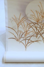 手描き友禅/九寸名古屋帯 「芒に朧月」