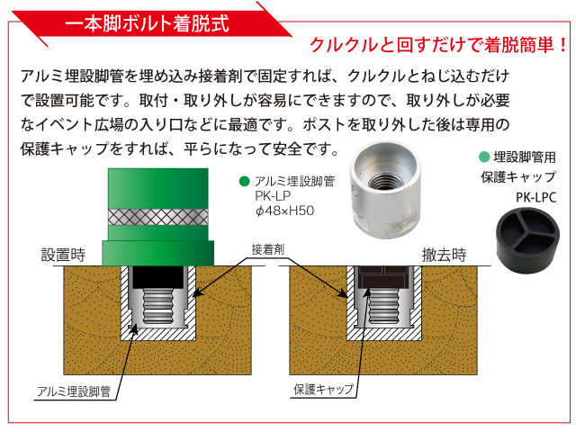 一本脚ボルト着脱式