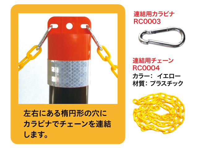 連結キャップカラビナでチェーンを連結