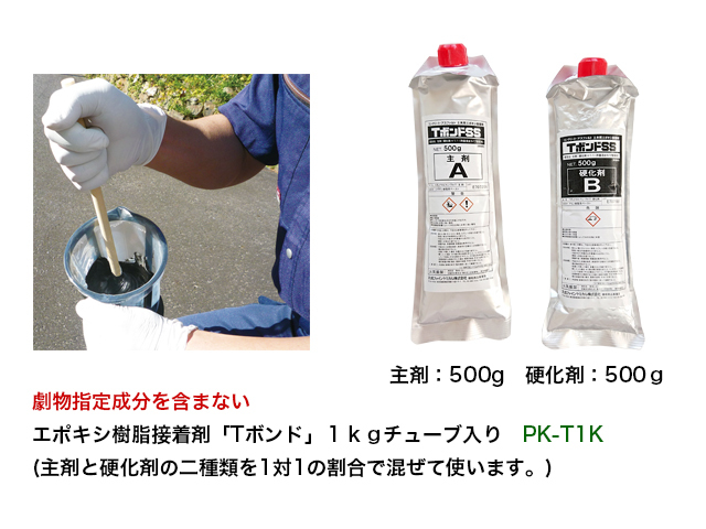 主剤と硬化剤を混ぜて使用します。