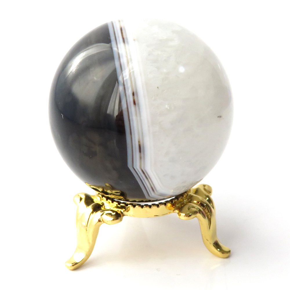 アゲート 瑪瑙 丸玉 40mm 台座付き 美品 天然石 パワーストーン