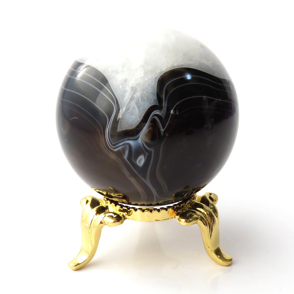 アゲート 瑪瑙 丸玉 40mm 台座付き 美品 天然石 パワーストーン