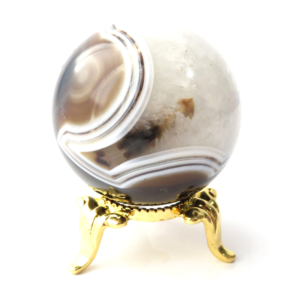 アゲート 瑪瑙 丸玉 40mm 台座付き 美品 天然石 パワーストーン