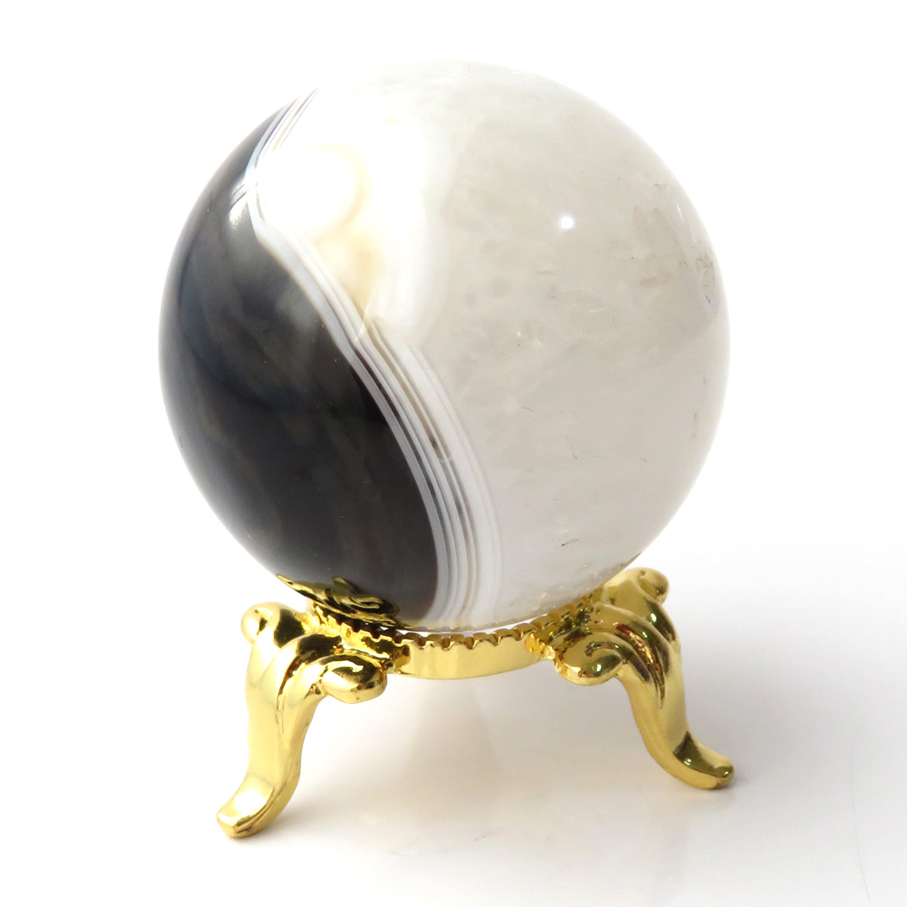 アゲート 瑪瑙 丸玉 40mm 台座付き 美品 天然石 パワーストーン