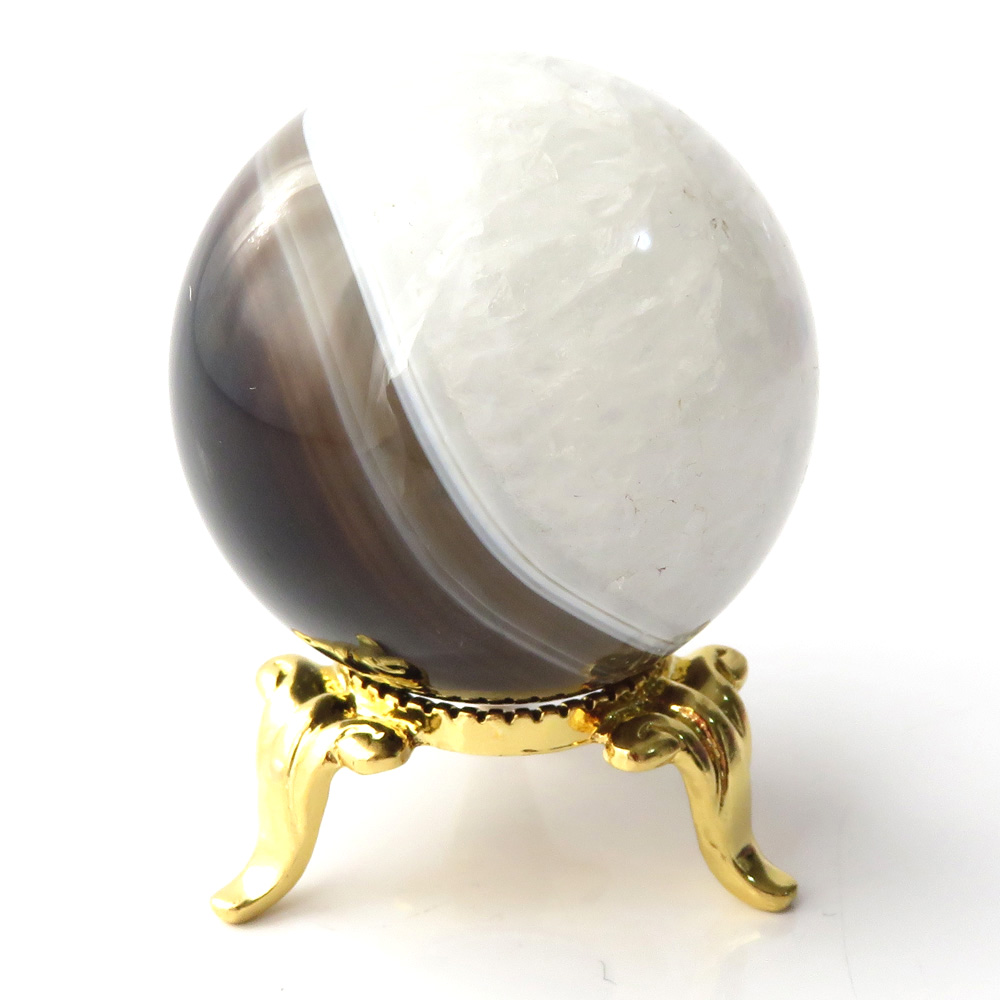 アゲート 瑪瑙 丸玉 40mm 台座付き 美品 天然石 パワーストーン