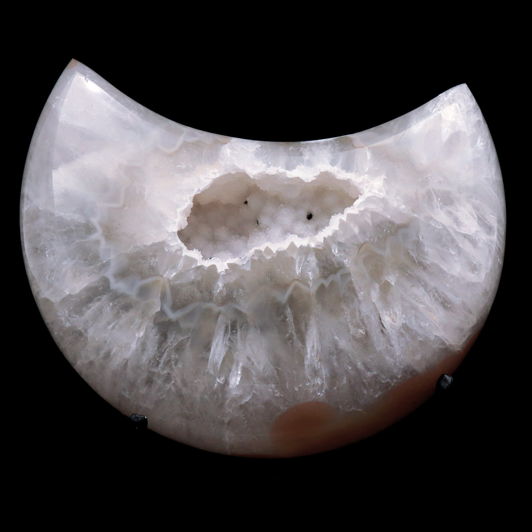 メノウ 月型 台付き 置き物 ブラジル産 アゲート 205g 瑪瑙 水晶 ムーン オブジェ インテリア おしゃれ 天然石