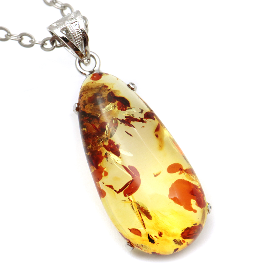アンバー 琥珀 ペンダント メキシコ産 1点もの SILVER925 天然こはく コハク 天然石 パワーストーン