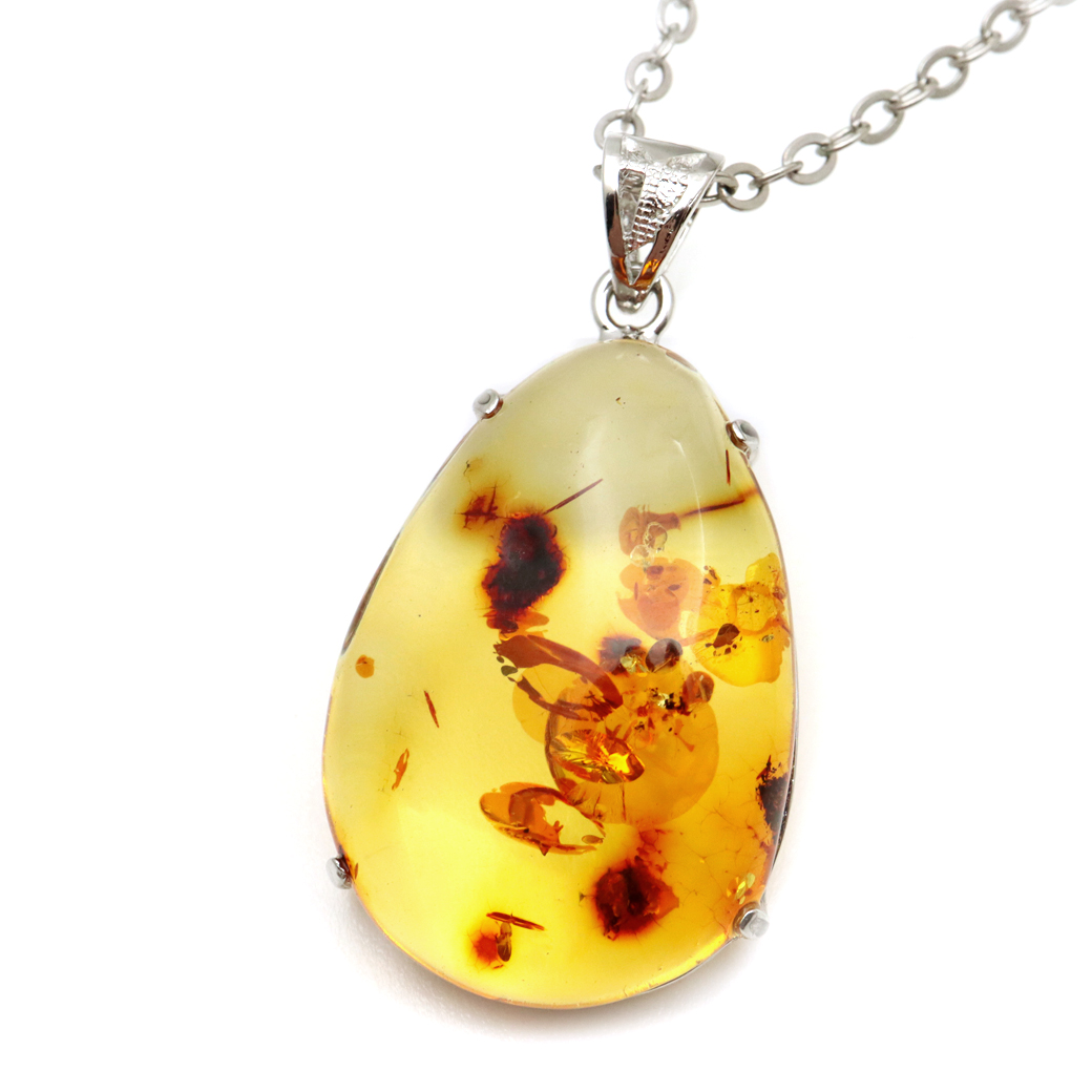 アンバー 琥珀 ペンダント メキシコ産 1点もの SILVER925 天然こはく コハク 天然石 パワーストーン
