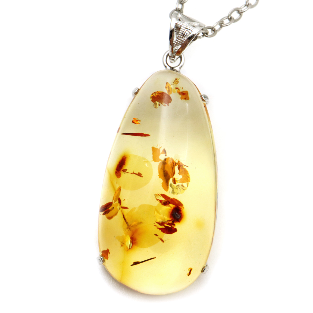 アンバー 琥珀 ペンダント メキシコ産 1点もの SILVER925 天然こはく コハク 天然石 パワーストーン