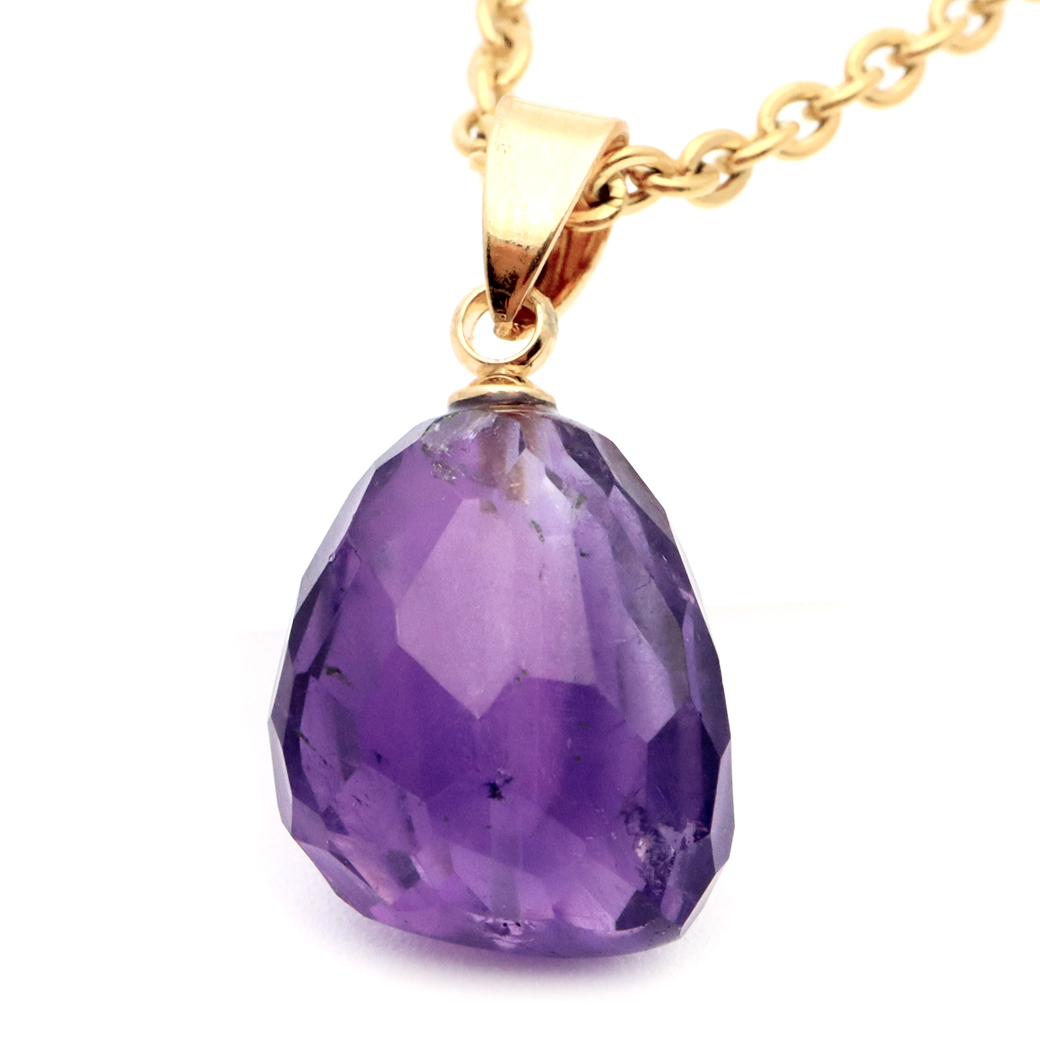 アメジスト ネックレス 天然石 ペンダント 紫水晶 マダガスカル産 多面カット 2月 誕生石 1点もの