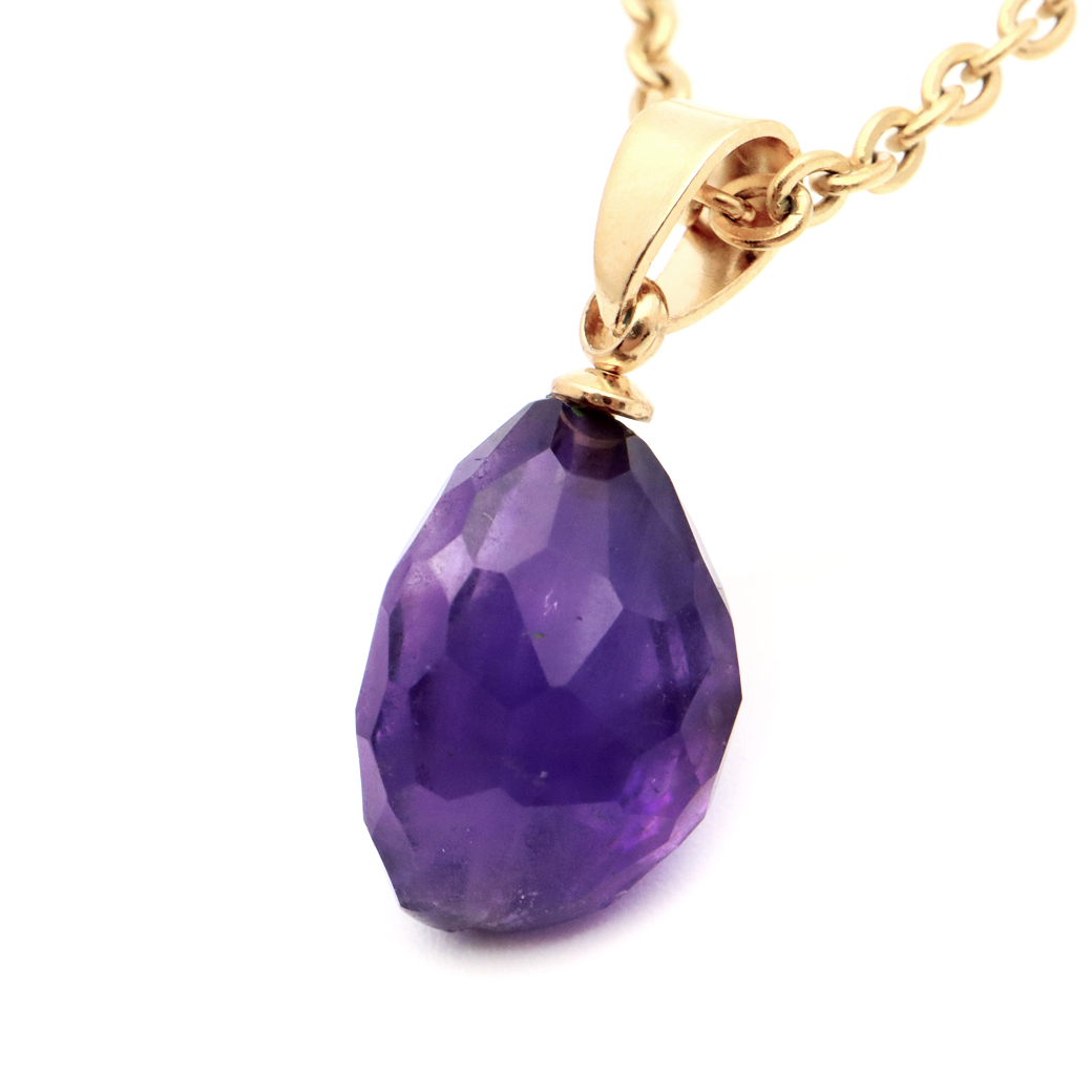 アメジスト ネックレス 天然石 ペンダント 紫水晶 マダガスカル産 多面カット 2月 誕生石 1点もの