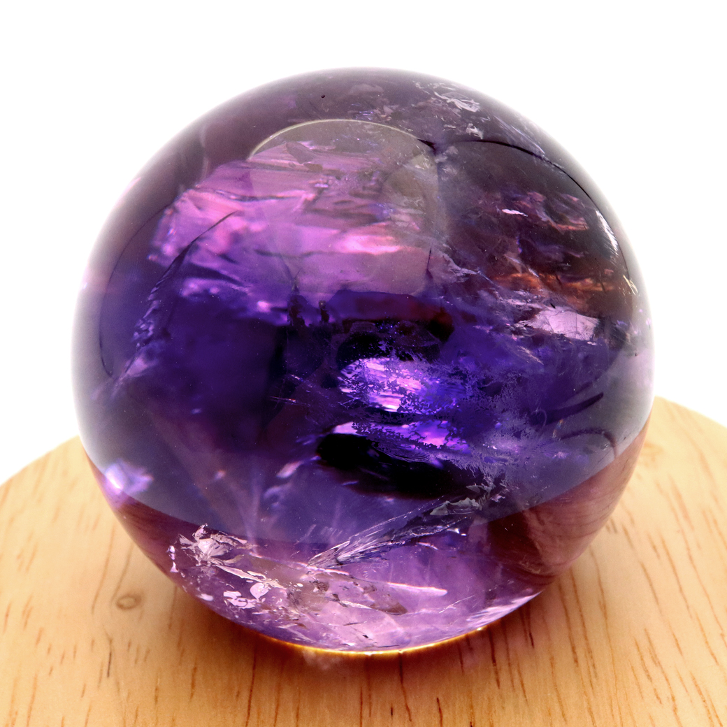 アメジスト 紫水晶 丸玉 ブラジル バイーア州産 直径約59.3mm LEDライト 台座付き 1点もの スフィア 2月 誕生石 置き物
