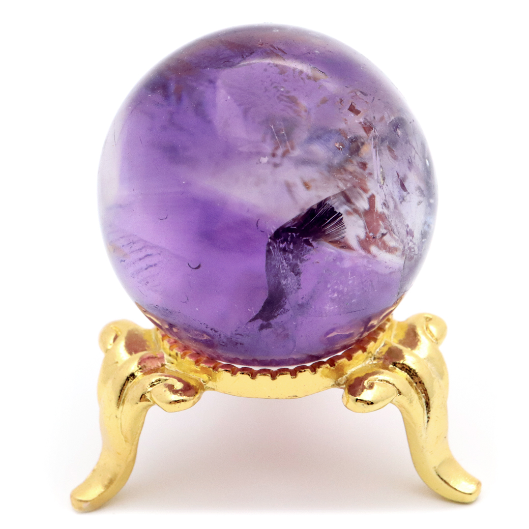 アメジスト 紫水晶 丸玉 ブラジル バイーア州産 直径約30mm 台座付き 1点もの スフィア 2月 誕生石 置き物