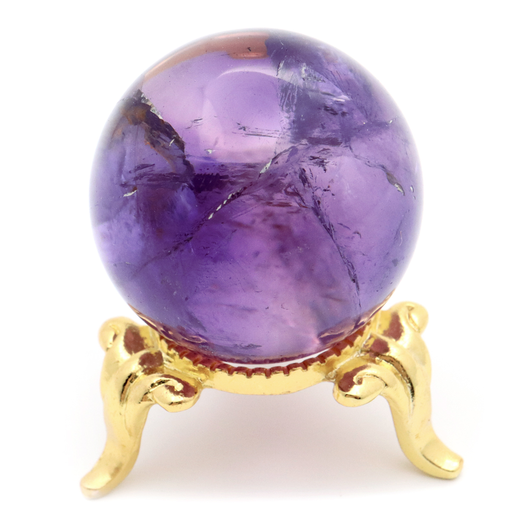 アメジスト 紫水晶 丸玉 ブラジル バイーア州産 直径約30mm 台座付き 1点もの スフィア 2月 誕生石 置き物