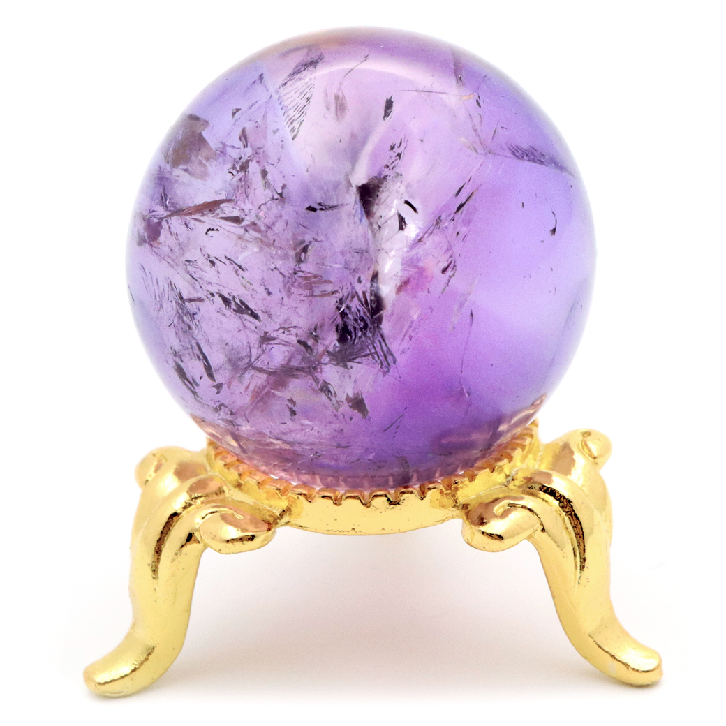 アメジスト 紫水晶 丸玉 ブラジル バイーア州産 直径約30mm 台座付き 1点もの スフィア 2月 誕生石 置き物