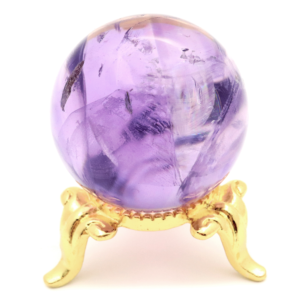 アメジスト 紫水晶 丸玉 ブラジル バイーア州産 直径約31mm 台座付き 1点もの スフィア 2月 誕生石 置き物
