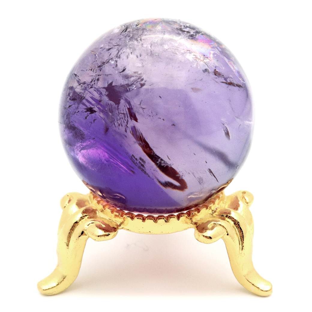 アメジスト 紫水晶 丸玉 ブラジル バイーア州産 直径約30mm 台座付き 1点もの スフィア 2月 誕生石 置き物