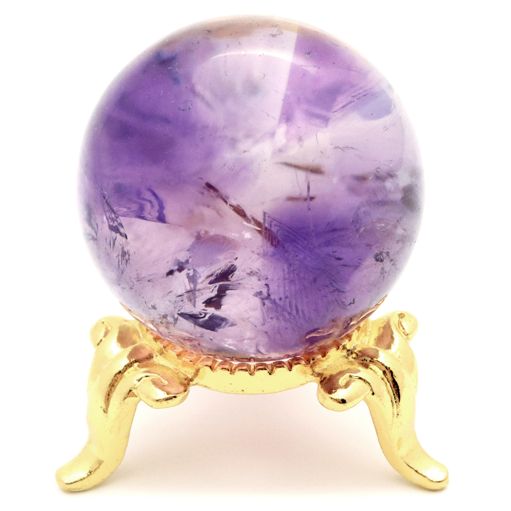 アメジスト 紫水晶 丸玉 ブラジル バイーア州産 直径約31mm 台座付き 1点もの スフィア 2月 誕生石 置き物