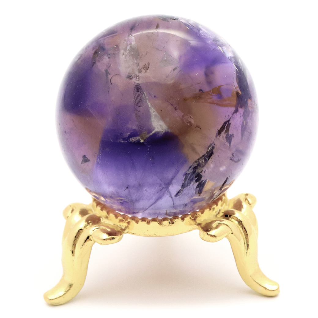 アメジスト 紫水晶 丸玉 ブラジル バイーア州産 直径約31mm 台座付き 1点もの スフィア 2月 誕生石 置き物