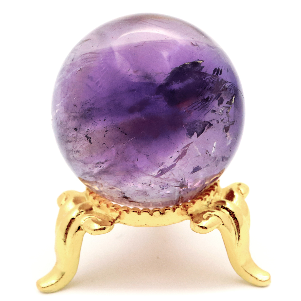 アメジスト 紫水晶 丸玉 ブラジル バイーア州産 直径約30mm 台座付き 1点もの スフィア 2月 誕生石 置き物