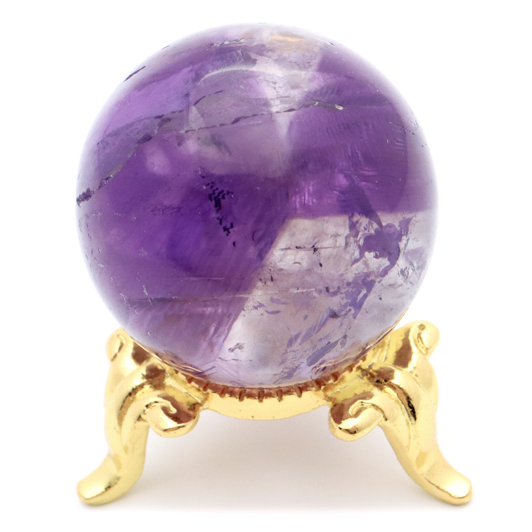 アメジスト 紫水晶 丸玉 ブラジル バイーア州産 直径約31mm 台座付き 1点もの スフィア 2月 誕生石 置き物