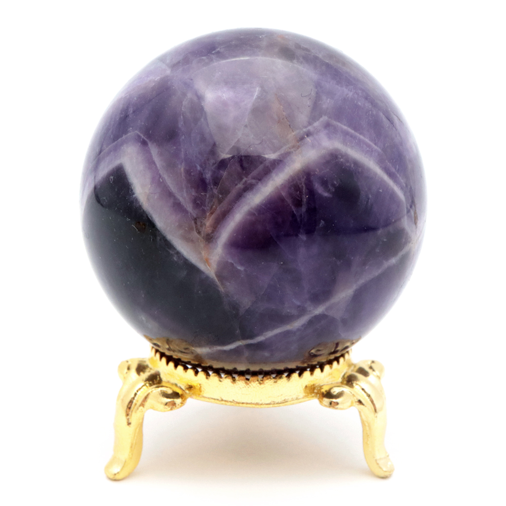 シェブロン アメジスト 丸玉 台座付き ブラジル産 1点もの ヒーリング スフィア 2月 誕生石 Amethyst