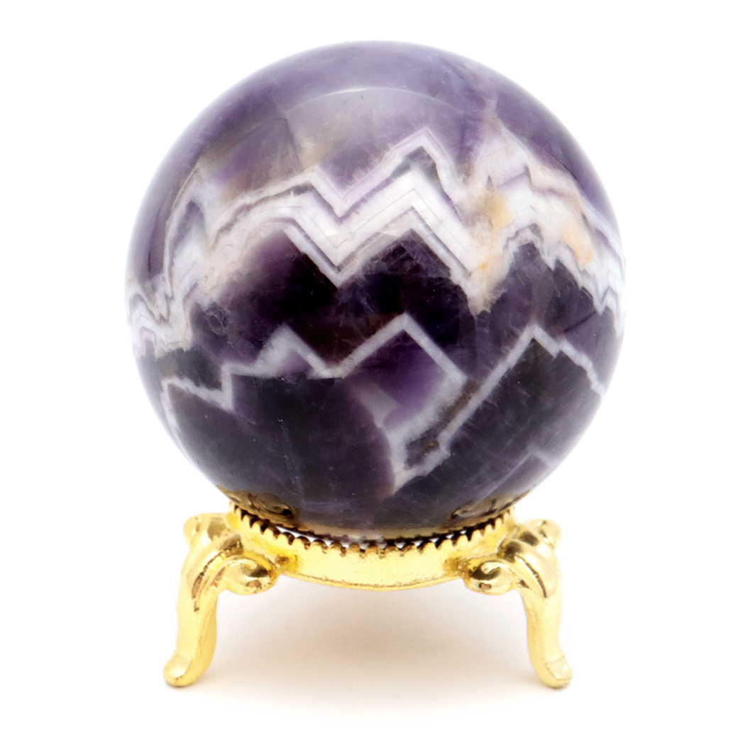 シェブロン アメジスト 丸玉 台座付き ブラジル産 1点もの ヒーリング スフィア 2月 誕生石 Amethyst