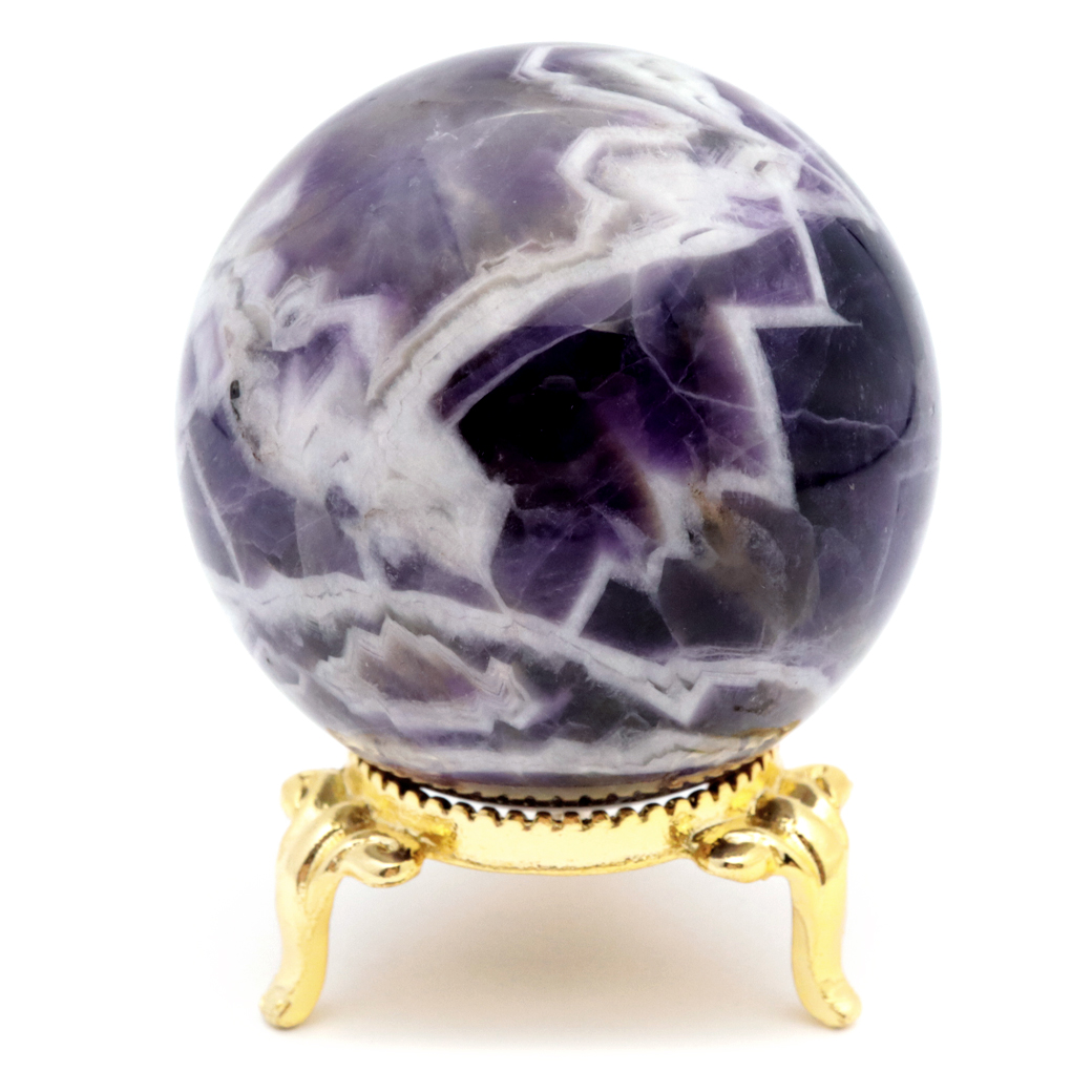 シェブロン アメジスト 丸玉 45mm 台座付き ブラジル産 1点もの ヒーリング スフィア 2月 誕生石 Amethyst