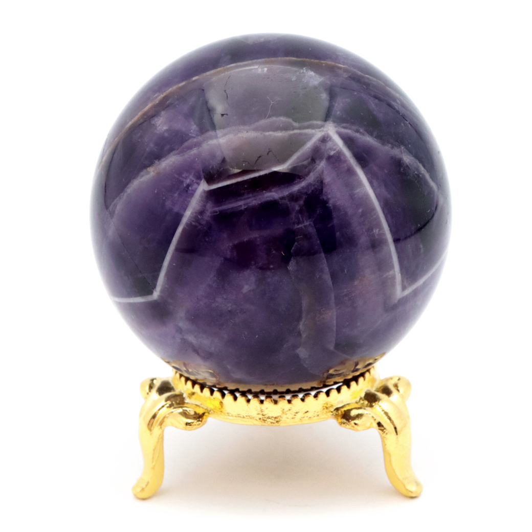 シェブロン アメジスト 丸玉 AA 台座付き ブラジル産 1点もの ヒーリング スフィア 2月 誕生石 Amethyst