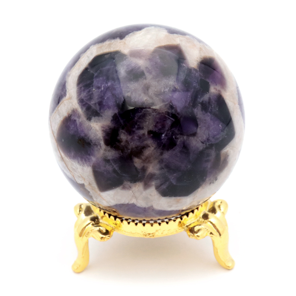 シェブロン アメジスト 丸玉 AA 台座付き ブラジル産 1点もの ヒーリング スフィア 2月 誕生石 Amethyst