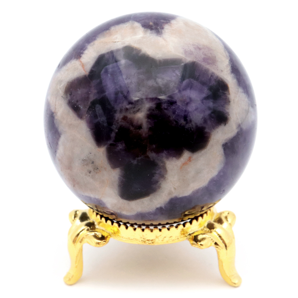シェブロン アメジスト 丸玉 AA 台座付き ブラジル産 1点もの ヒーリング スフィア 2月 誕生石 Amethyst