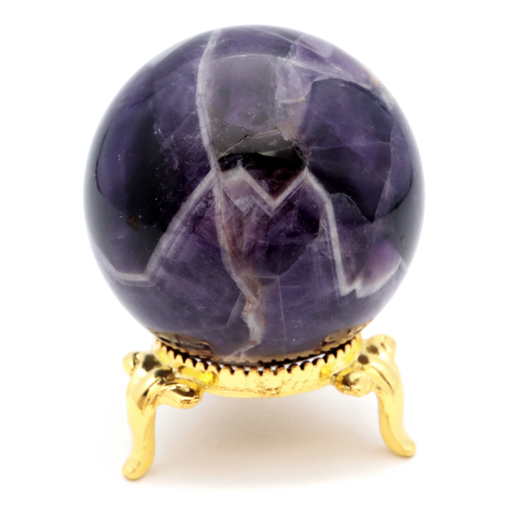 シェブロン アメジスト 丸玉 AA 台座付き ブラジル産 1点もの ヒーリング スフィア 2月 誕生石 Amethyst